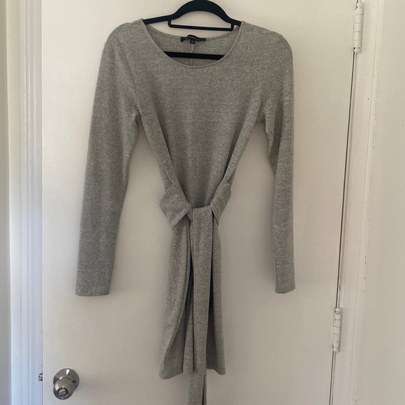 Women’s Dynamite grey belted sweater dress - Picture 1 of 5